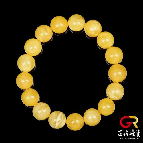 【正佳珠寶】蜜蠟琥珀 頂級滿蜜微妖花 10.4-10.8mm 微妖花蜜蠟手珠｜日本彈力繩