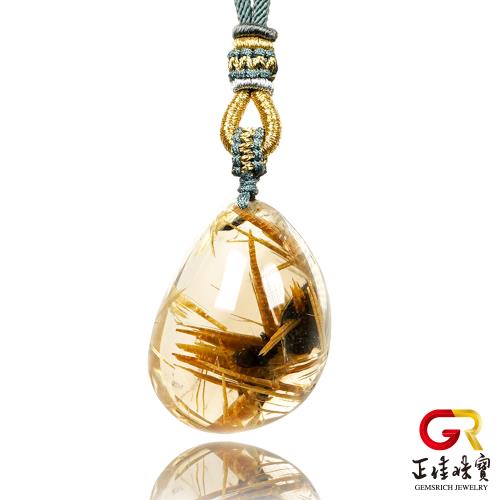 【正佳珠寶】金鈦晶 頂級母礦隨型水滴 29.8g 金鈦晶吊墜｜可調式棉繩