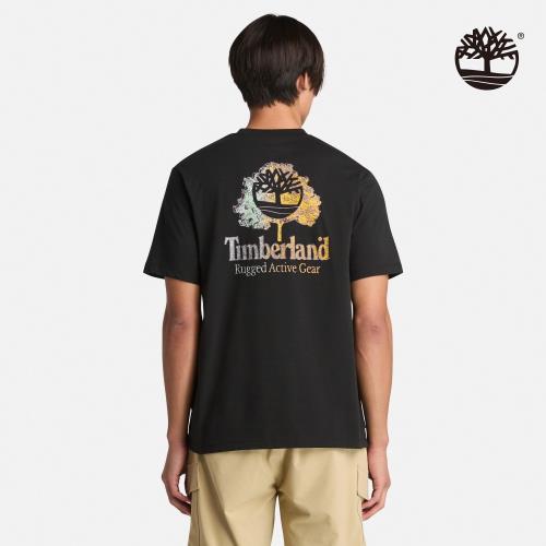 Timberland 男款黑色背部印花短袖T恤│A6A8B001