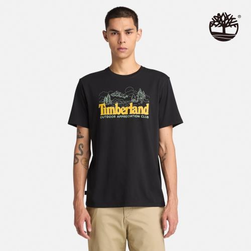 Timberland 男款黑色胸口印花短袖T恤│A6B8V001