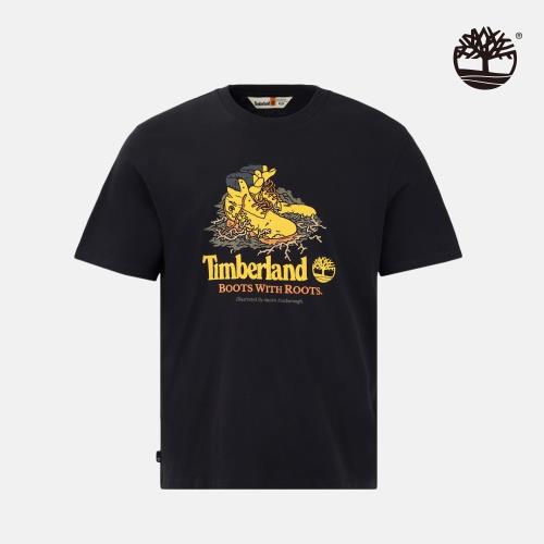 Timberland 中性款黑色黃靴塗鴉印花短袖T恤│A6A6F001