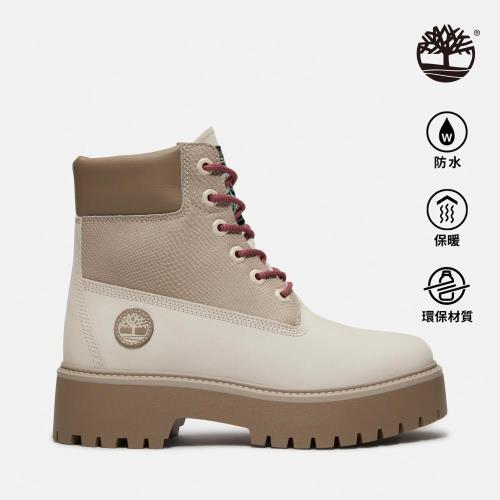 Timberland 女款白色Stone Street 6吋厚底防水靴│A2H3CEM3