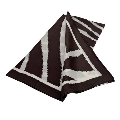 COACH 斑馬條紋圖案真絲方巾(白色/深咖啡色)