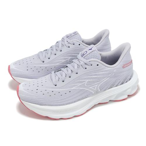 Mizuno 慢跑鞋 Wave Skyrise 6 女鞋 紫 白 高回彈 緩衝 運動鞋 美津濃 J1GD2509-26