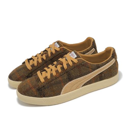 Puma 休閒鞋Clyde Harris Tweed 男鞋紅棕橘羊毛毛呢復古板鞋39851202 