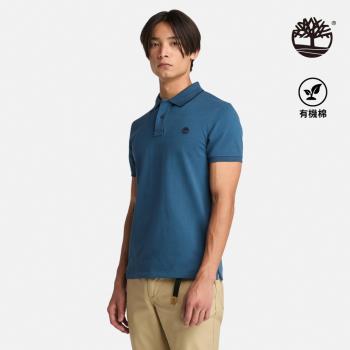 Timberland 男款深藍色領口印花短袖POLO衫│A69XY288