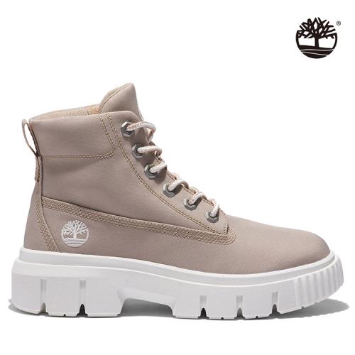 Timberland 女款淺米色GREYFIELD帆布厚底休閒靴|A2JGD269