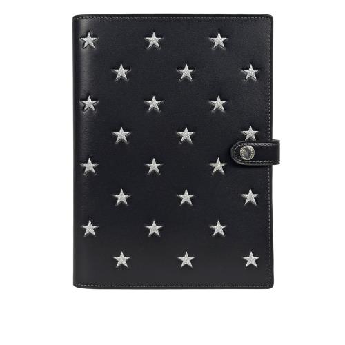 COACH 銀色星星圖案小牛皮筆記本/記事本(黑色)