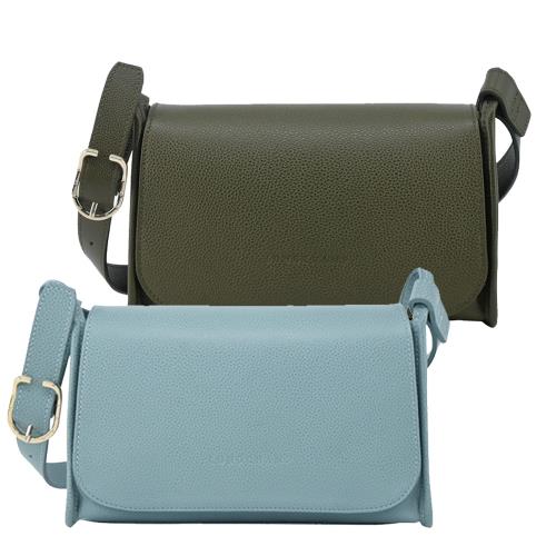 LONGCHAMP LE FOULONNÉ系列牛皮梯形翻蓋斜背包(中/多色選)