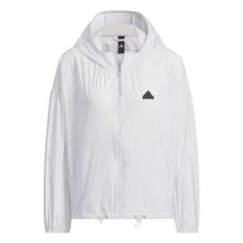 【下殺】Adidas 連帽外套 女裝 風衣 寬鬆 灰白【運動世界】IM8835