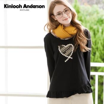 Kinloch Anderson 可愛蕾絲愛心印花七分袖上衣 金安德森女裝(KA0873018粉橙/黑)