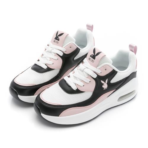 【PLAYBOY】繽紛Party撞色乳膠氣墊鞋-PY1056粉黑