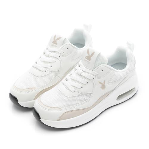 【PLAYBOY】繽紛Party撞色乳膠氣墊鞋-PY1056白杏