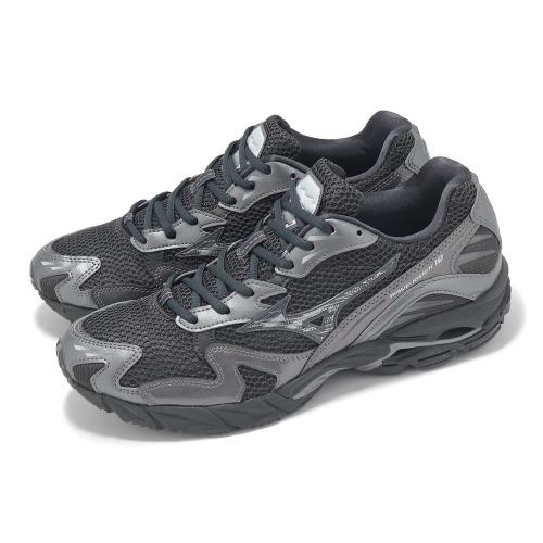 Mizuno 休閒鞋 Wave Rider 10 男鞋 黑 灰 波浪片 拼接 復古跑鞋 美津濃 D1GA2431-08