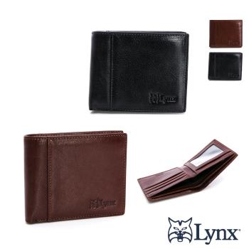 Lynx - 美國山貓進口牛皮3卡拉鏈暗袋短夾-共2色