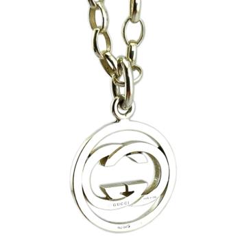 GUCCI 925純銀-Interlocking 雙G圈型墜飾項鍊【九五成新展示品-半價出清已經過專業臭氧紫外線清潔】