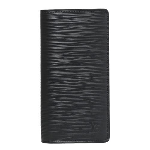 Louis Vuitton LV M60622 Brazza EPI 質感水波紋皮革多卡零錢長夾.黑