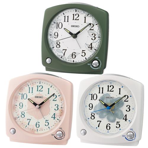 SEIKO 精工 草本花語靜音秒針大數字防貪睡鬧鐘/QHP012 (3色可選)