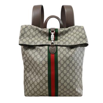 GUCCI 771344 Jackie 1961 經典GG花紋款商旅大後揹包.咖邊