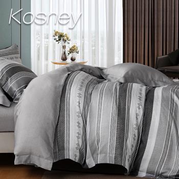 KOSNEY 塞納淺灰 雙人100%天絲TENCE六件式兩用被床罩組