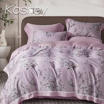 KOSNEY 嘉卉粉 加大60支天絲四件式兩用被床包組