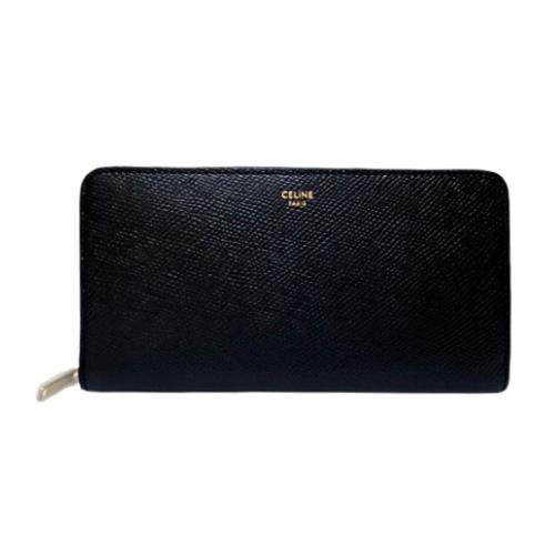    【CELINE】 小牛皮拉鍊錢包/ 長夾  黑色 - 10B553BEL.38NO