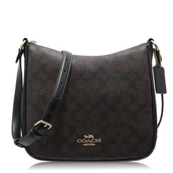COACH 經典 PVC / 中款 / 斜揹包 深咖啡