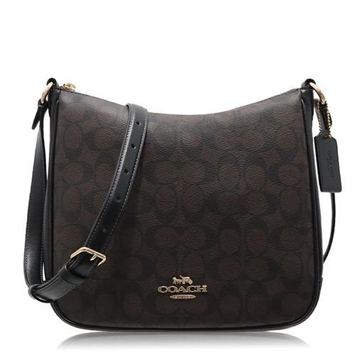 COACH 經典 PVC / 中款 / 斜背包_深咖啡