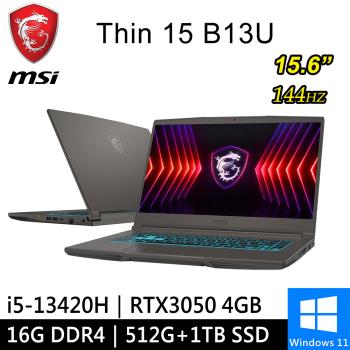 微星 Thin 15 B13UC-2017TW-SP3 15.6吋 灰(i5/8G+8G/512G+1T/RTX3050 4G/W11)特仕筆電