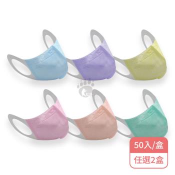 【GRANDE 格安德】三次元學童醫用口罩X2盒 兒童3D立體醫療級口罩(50入/盒-兒童口罩/素面/素色)