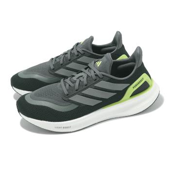 adidas 慢跑鞋 Pureboost 5 男鞋 黑 灰 綠 透氣 緩衝 回彈 運動鞋 愛迪達 JH6445