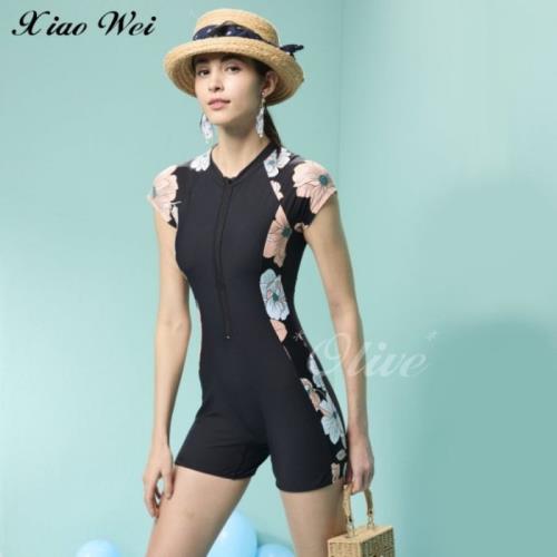 【SARLEE 沙麗】  流行大女短袖四角連身褲泳裝 NO.231238 