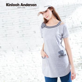 Kinloch Anderson 金安德森女裝 圓領配色長版上衣(KA0953016灰)