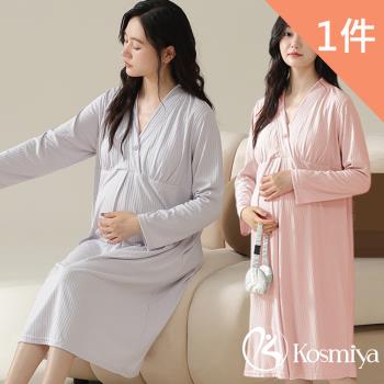 【Kosmiya】1套 帶胸墊 莫代爾 簡約優雅孕婦睡裙/女睡衣/月子服/哺乳睡裙/洋裝(2色可選/均碼/加大碼)
