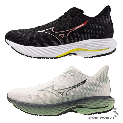 Mizuno 美津濃 慢跑鞋 男鞋 4E超寬楦 Wave Rider 28 黑/白綠【運動世界】J1GC240458/J1GC240460