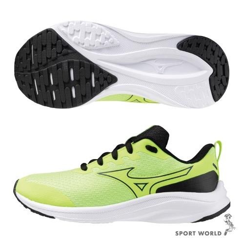 Mizuno 美津濃慢跑鞋大童鞋女鞋3E寬楦ESPERUNZER Jr 螢光綠