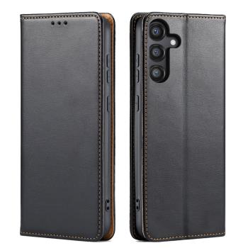 Fierre Shann 真皮紋 Samsung S25+ (6.7吋) 錢包支架款 磁吸側掀 手工PU皮套保護殼