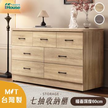 【IHouse】臺灣製免組裝 木心板7抽收納櫃（鬥櫃/餐桌櫃/工作桌/育嬰桌/中島桌/置物櫃）