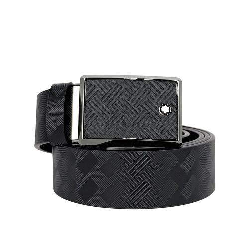 MONTBLANC 萬寶龍 Extreme 3.0 方形搭釦牛皮寬3.5cm皮帶(黑色)