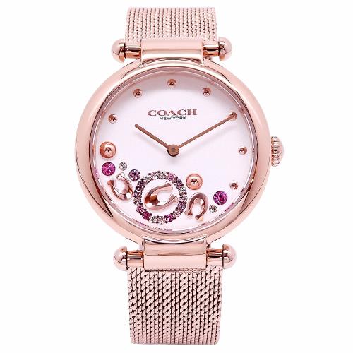 COACH 心動時刻C字造型米蘭風格優質腕錶/玫瑰金14504004