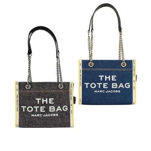 MARC JACOBS 棉質牛仔布鏈帶小款托特包/肩背包(任選) 2F4HTT029H05