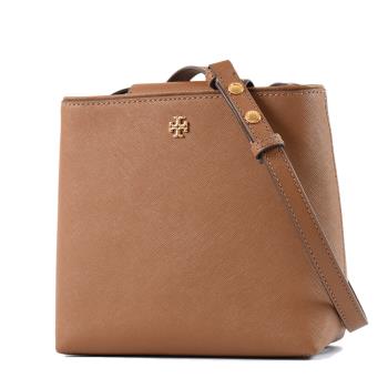 TORY BURCH EMERSON 防刮十字紋肩背/斜背二用水桶包-焦糖色/小