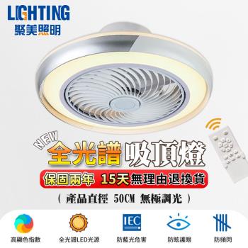 【聚美照明】風扇燈 全光譜智慧護眼風扇燈 隱形風扇燈 客廳餐廳吊扇燈 三色變光附遙控 極簡爆款燈飾（臺灣品牌 售後保障兩年）50CM 72W
