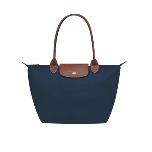 【LONGCHAMP】LONGCHAMP 經典基本款 長把折疊手提包M號 深藍色 - L2605089 P68