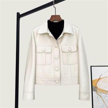 【巴黎精品】皮衣外套真皮夾克-羊皮休閒百搭顯瘦女外套4色a1iw18