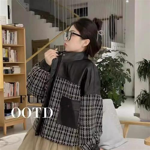 【巴黎精品】皮衣外套真皮夾克-羊皮小香風休閒百搭女外套黑色a1iw37