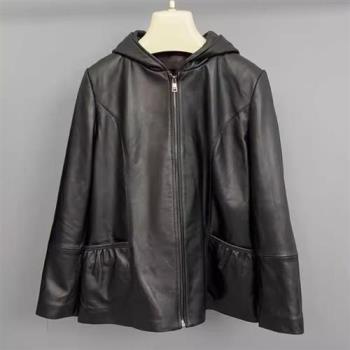 【巴黎精品】皮衣外套真皮夾克-羊皮休閒加碼短款女外套黑色a1iw24