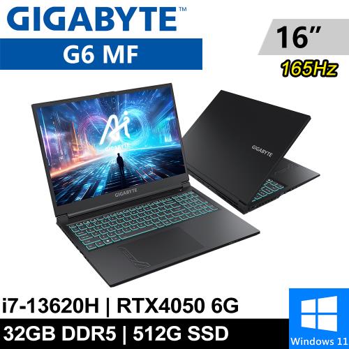 技嘉 G6 MF-H2TW853KH-SP4 16吋 黑(i7-13620H/32G/512G PCIE/RTX4050 6G/W11)特仕筆電