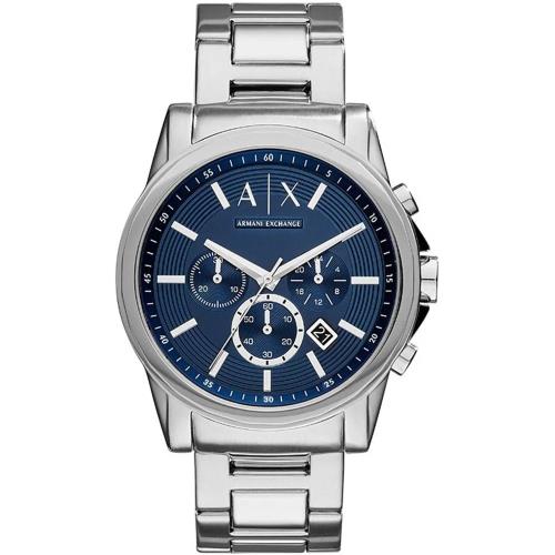 Armani Exchange 戰士風範三眼計時運動腕錶-藍銀-AX2509