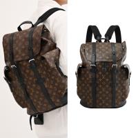 Louis Vuitton LV M43735 Christopher MM 花紋大容量翻蓋束口後背包